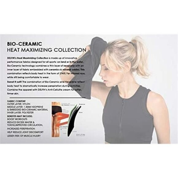 Delfin Spa Neoprene Workout Capris Heat Sauna Pants Tummy Control Leggings - Picture 5 of 6